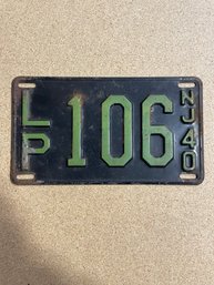1940 NJ License Plate - LP106