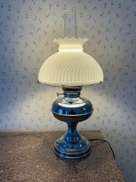 Electrified Antique Oil Lamp W/ Milk Glass Shade