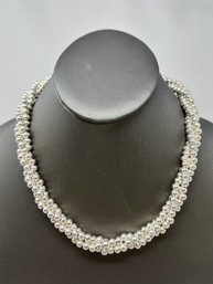 Beaded And Braided Sterling Silver Necklace 36g