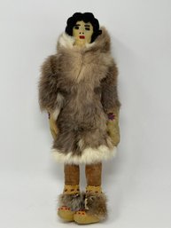 Native Alaskan Fur & Leather Doll Figure W/ Beading