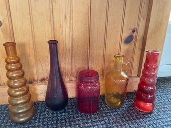 Lot Of Colorful Glass Vessels