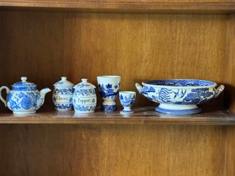 Lot Of Antique Blue And White China