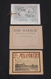 Group Of 3 Antique Souvenir Books Atlantic City, Bar Harbor Maine, Maine Coast