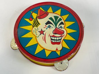 Vintage Clown Face Tin Tambourine