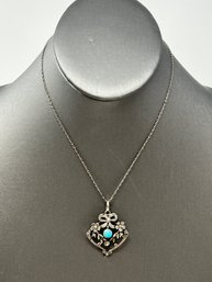 Sterling Necklace With Blue Stone 5.24g