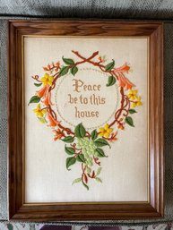 Framed 'Peace Be To This House' Needlepoint - 14' X 18'