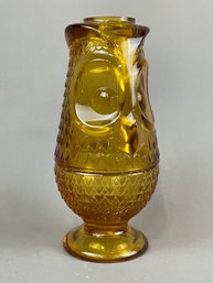 Vtg MCM Viking Glass Gold Owl Fairy Light Lamp Glimmer Votive Candleholder
