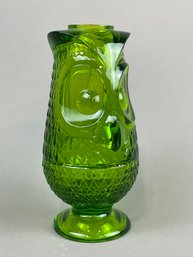 Vintage MCM Viking Glass Avocado Owl Fairy Light Lamp Glimmer Votive Candleholder