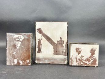 Collection Of Vintage Print Blocks With Military Related Photos