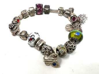 Sterling Silver Chamilia Bracelet With Some Pandora Beads 74.39g