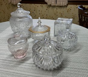 Group Of Vintage Glass Covered Dished