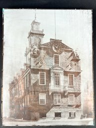 Large Vintage Printing Block Of Building In Boston