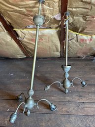 2 Antique Brass Ceiling Mount Light Fixtures