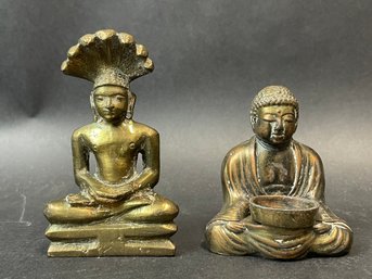 Pair Of Brass Buddha Figures