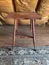 Victorian Oak Lamp Table W/ Brass Feet