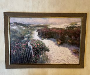 Framed Dune Painting With Flowers