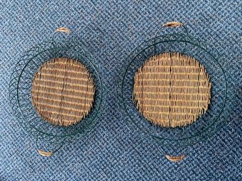 Pair Of Wicker And Wire Baskets