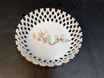 Atterbury Lattice Edge Milk Glass Bowl With Apple Blossom