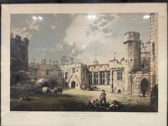 Antique Lithotint Print Illustrating Berkeley Castle In Gloucestershire, Drawn By F. W. Hulme - 15.5' X 18'