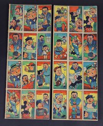 2 Uncut 1950s Menko Trading Card Sheets