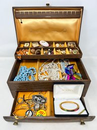 Large Jewelry Box Loaded With Vintage And Contemporary Costume Jewelry