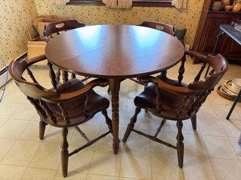 VIntage Rock Maple Kitchen Table W/ Captains Chairs And Leaf