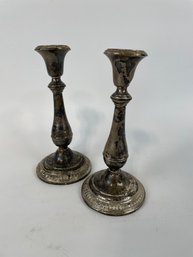 Pair Of 8' Weighted Silver Candle Sticks