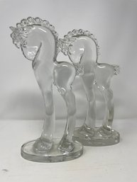Pair Of Mosser Art Glass Art Deco Horses Ponies