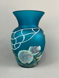 Fenton Art Glass 100th Anniversary Sea Scene Vase - Signed And Hand Painted