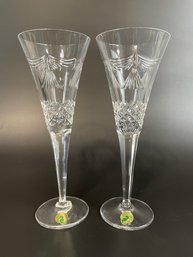 Pair Of Waterford Crystal 'Peace' Champagne Flutes