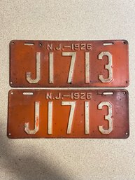Set Of 1926 NJ License Plates - J1713