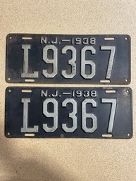 Set Of 1938 NJ License Plates - L9367