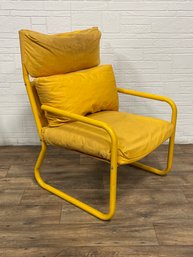 Mid Century Yellow Armchair With Metal Frame