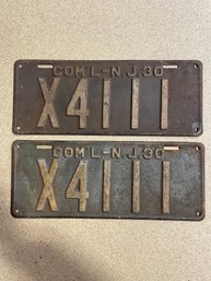 Set Of 1930 Commercial NJ License Plates - X4111