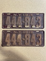 Set Of 1918 NY License Plates - 444843