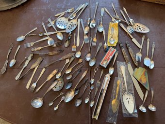 Large Flatware Lot Silver Plate And More