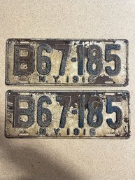 Set Of 1916 NY License Plates - B67185