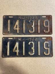 Set Of 1922 NJ License Plates - 141319