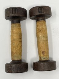 Pair Of Vintage Iron Dumbells