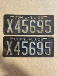 Set Of 1925 Commercial NJ License Plates - X45695