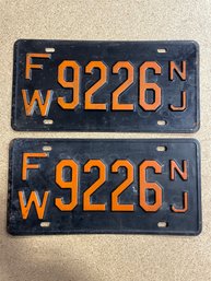 Set Of Early NJ License Plates - FW9226