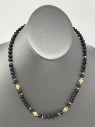 Black Beaded Necklace With 14kt Beads