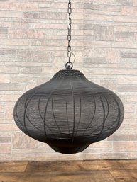 Mid Century Bulbous Metal Wire Hanging Lamp