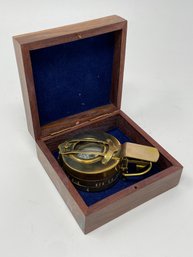 Military Style Compass In Wooden Box