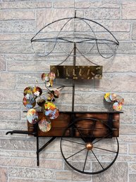 Curtis Jere Signed Brutalist Flower Cart Wall Sculpture