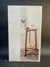 Teak Side Table New In Box RETAIL $174.99!