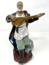 Vintage Chinese Mudman Figurine Playing Instrument