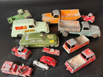 Large Lot Of Vintage Toy Trucks And Cars Including Tootsie And More!