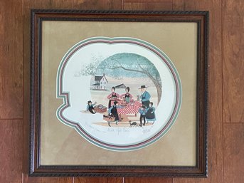 Signed And Numbered P. Buckley Moss Print - Back Yard Picnic