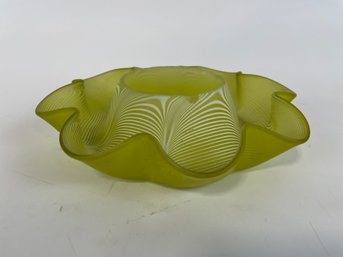 Hand Blown Art Glass: Ribbon, Ruffled, Wave Bowl